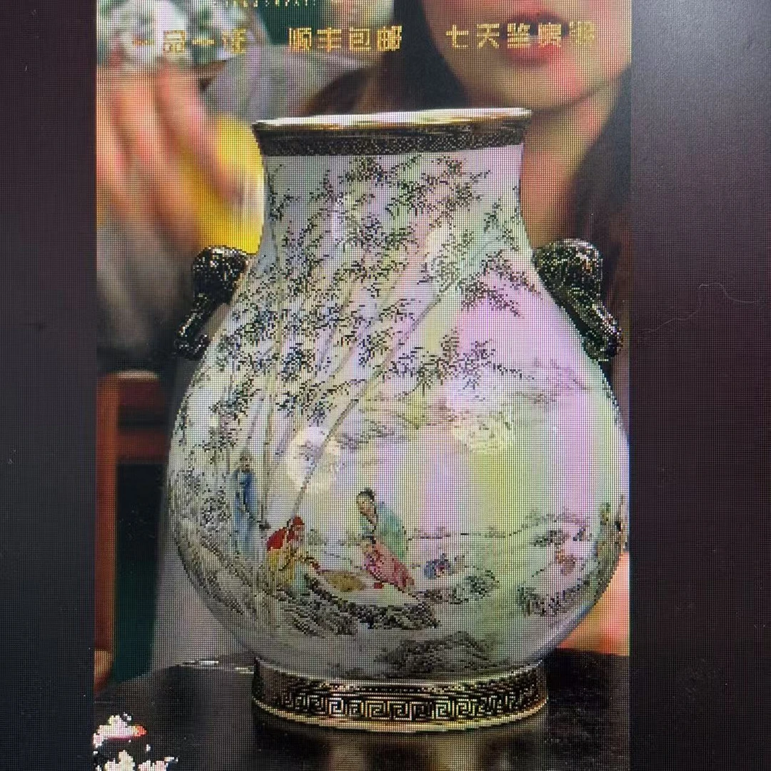 粉彩竹林对弈人物故事图福桶尊