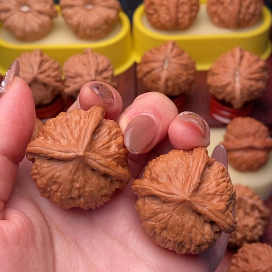 把件文玩核桃34➕金锭三棱……