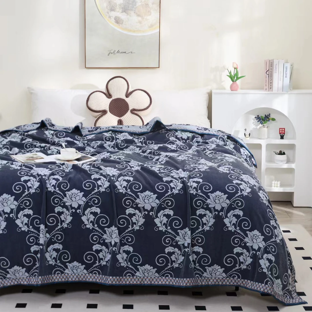 【伊娜】云锦漳绒亲肤床盖230*250床盖多功能四季通用床盖加厚加大