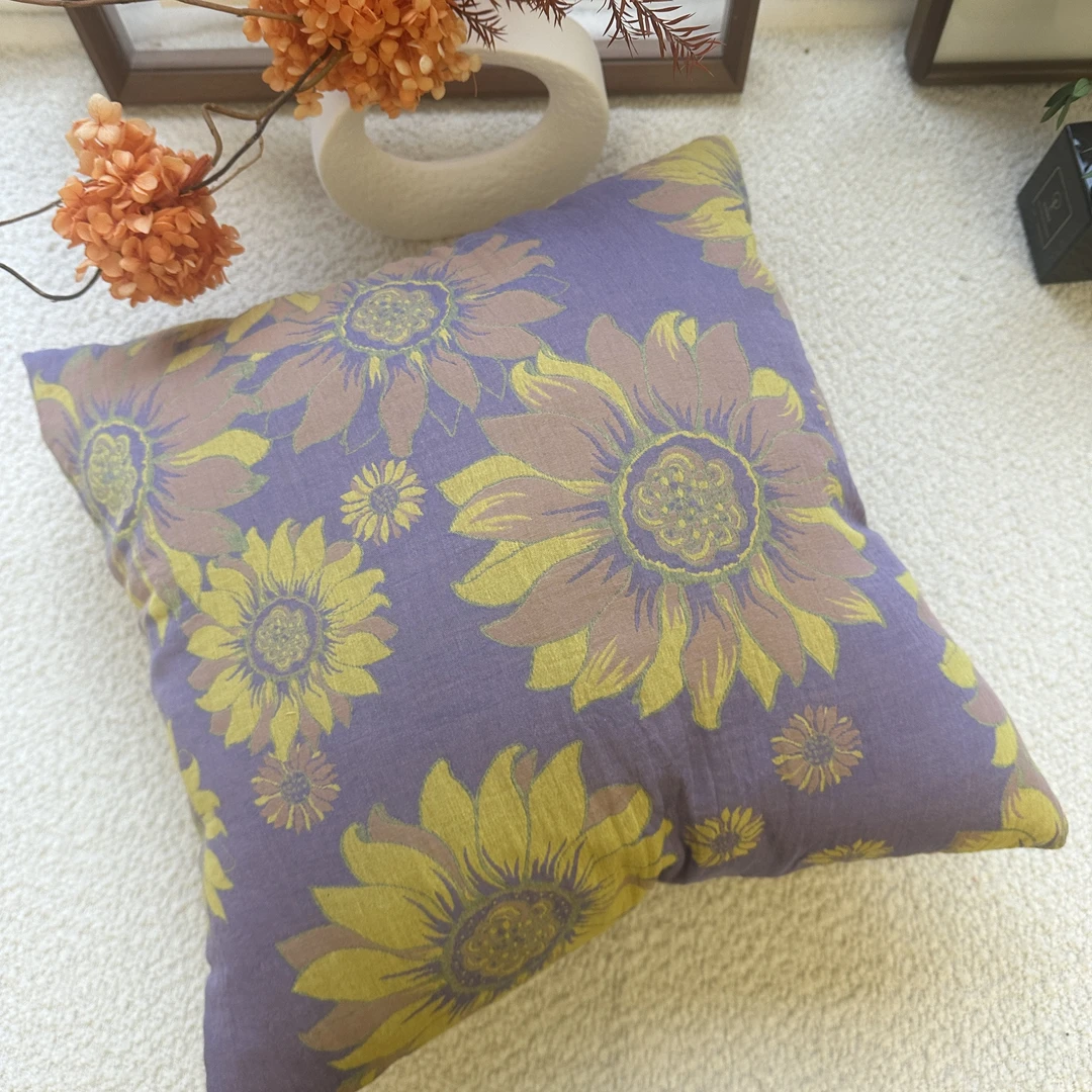 bz 纯棉双层纱抱枕垫腰可拆简约