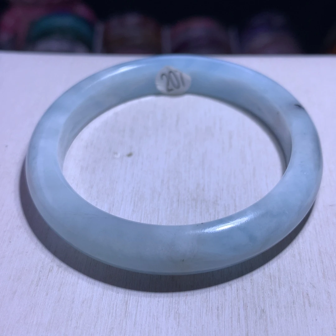 水晶手镯银S925镶嵌海蓝宝54.8圈207