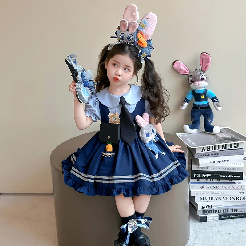 朱迪兔子警官COS衣服女童洛丽塔夏季新款连衣裙儿童蓬蓬生日礼服