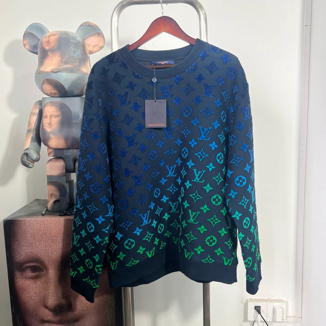 未使用 LouisVuitton/路易威登 渐变植绒满印卫衣 W1508尺码XXL