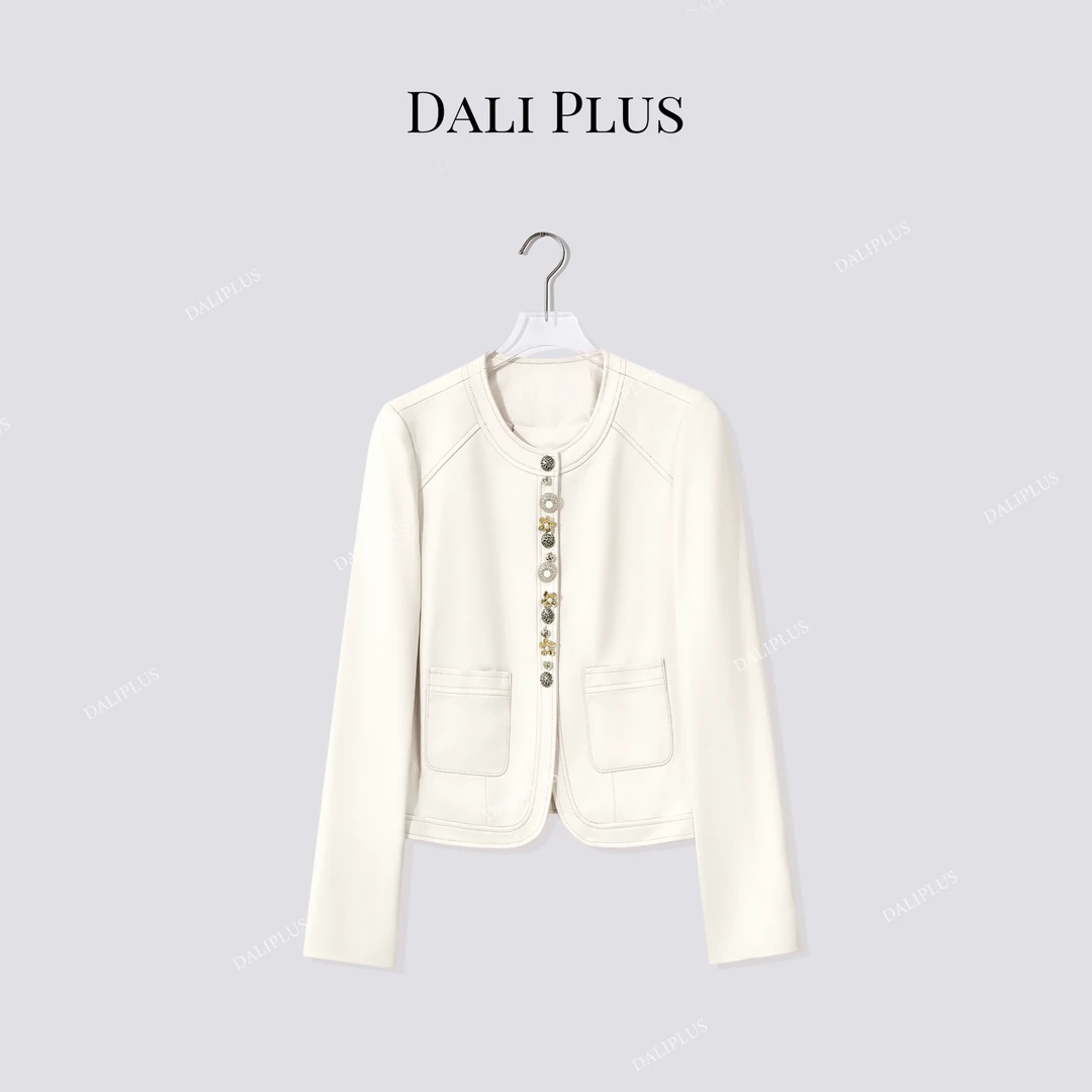 DALI PLUS“精致纽扣100绵羊皮皮衣”真皮长袖外套-D5MM2617