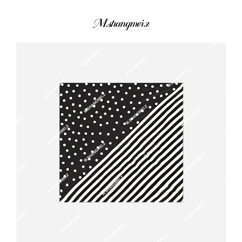 M.SHANGMEI.Z/沐熙美大哥时尚个性黑白撞色法式波点丝巾X042341