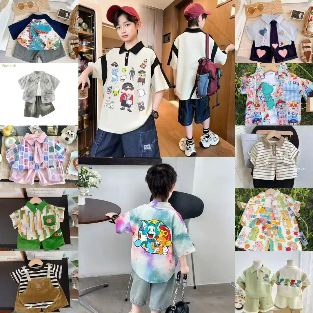 编码(A16-A40）工厂1仓库短袖实体男童衬衣夏季薄款洋气儿童韩版