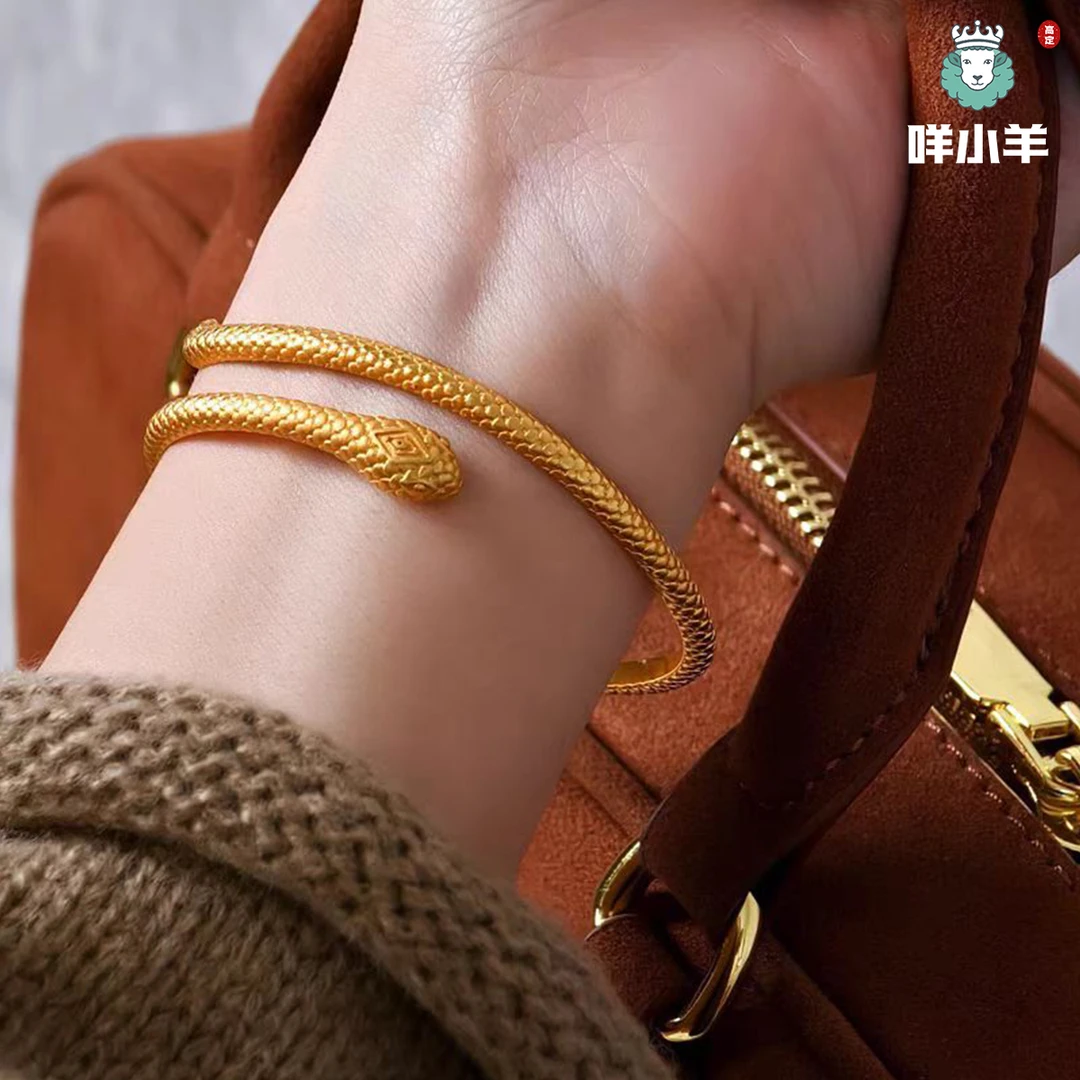 铜合金亚克力手镯 【高定】 古法复古可爱灵蛇手镯