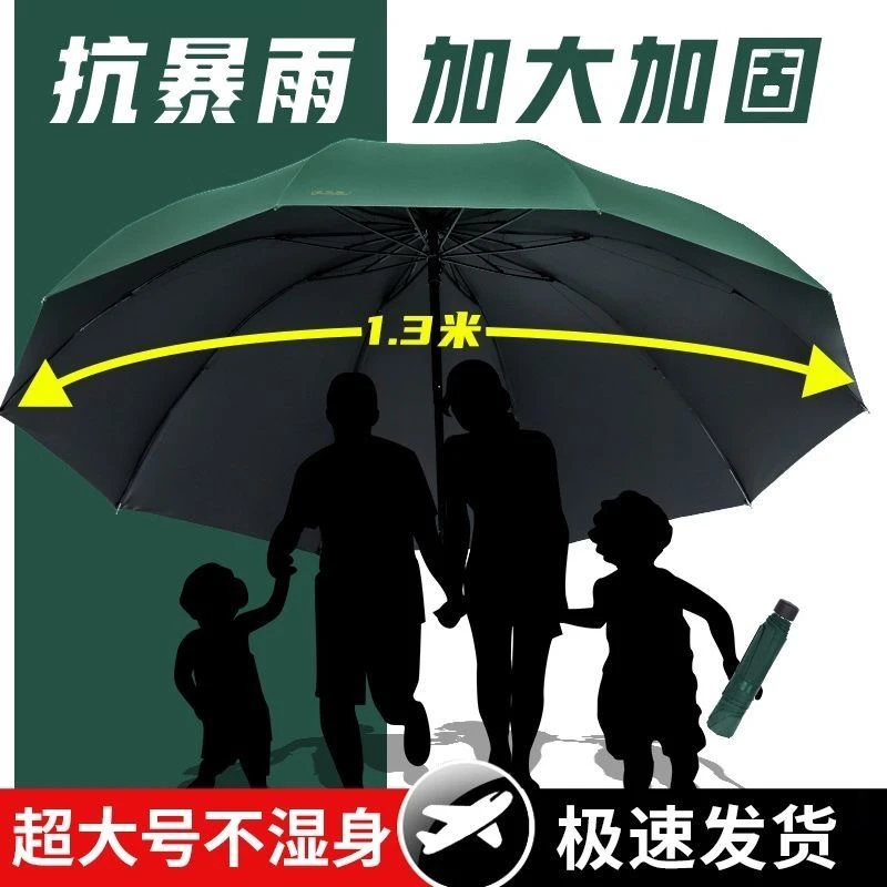 雨伞超大3-5人折叠伞晴雨两用伞商务黑胶防紫外线遮阳太阳伞