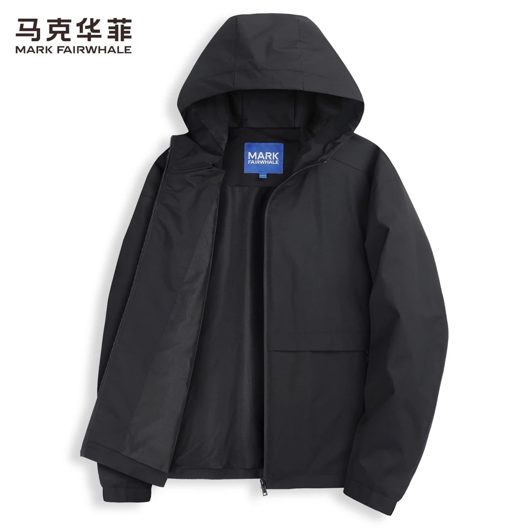 【防风抗皱】马克华菲连帽夹克男2025秋季新款高级感黑色休闲外套