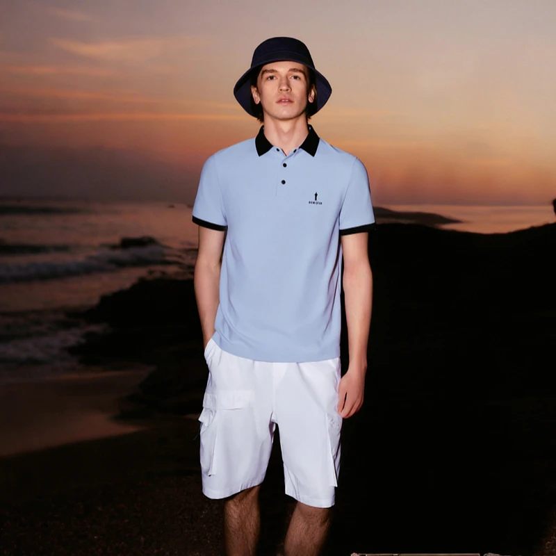 【冷感科技面料】比音勒芬高尔夫2025夏新款男休闲翻领短袖POLO衫