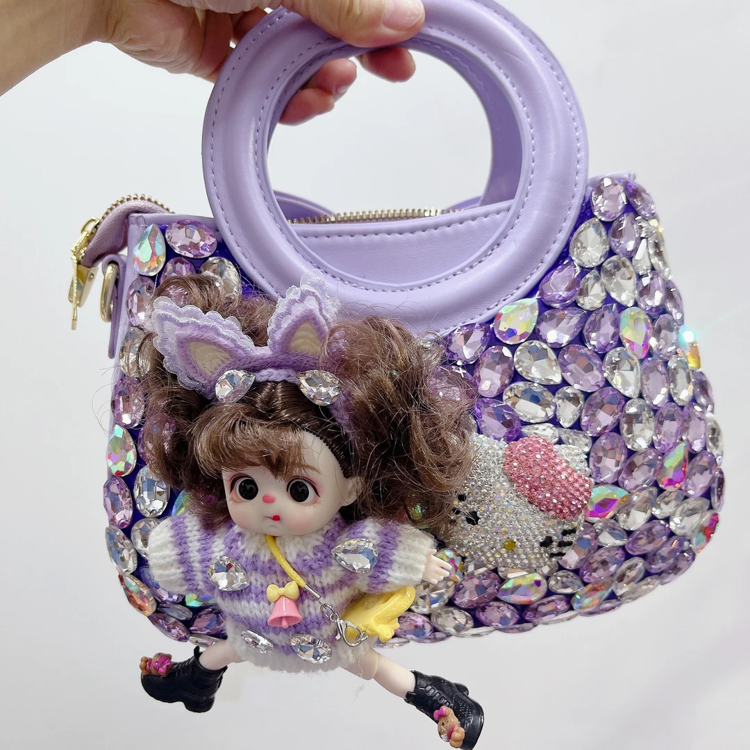 镶钻轻奢时尚DIY休闲韩版斜跨包手拎包洋气百搭小包包