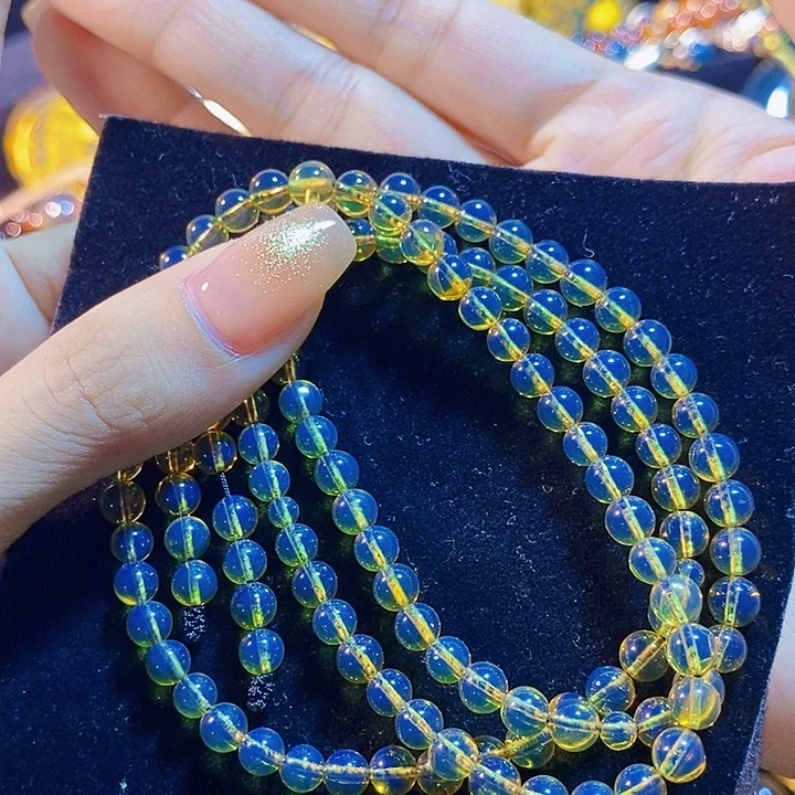 蓝珀未镶嵌珠宝奇石墨西哥蓝珀佛珠5