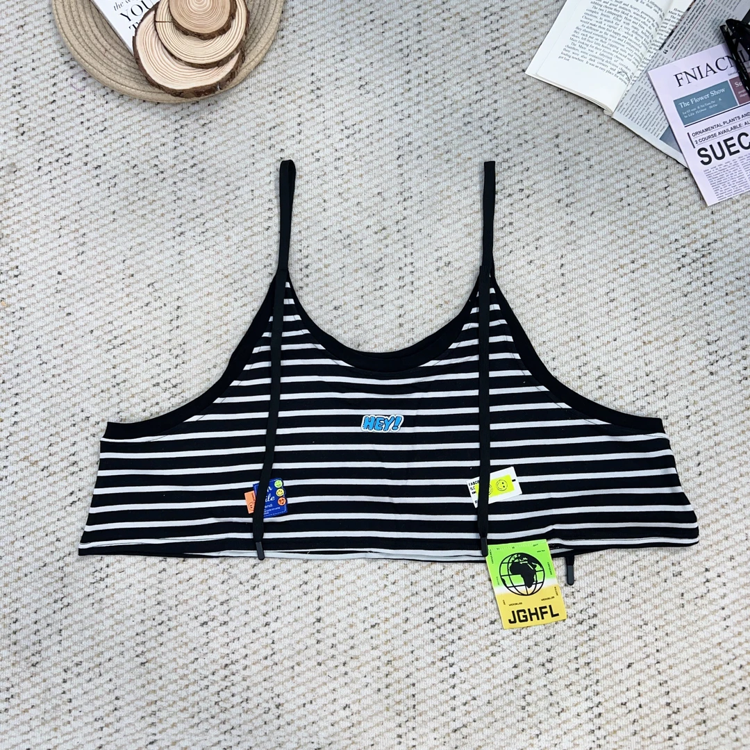 2025夏季新款韩版休闲条纹卡通印花吊带背心4229
