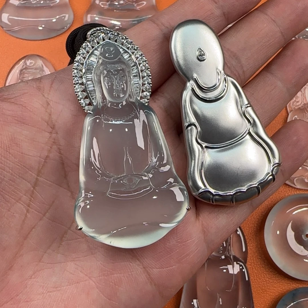 定制翡翠18K金镶嵌天然