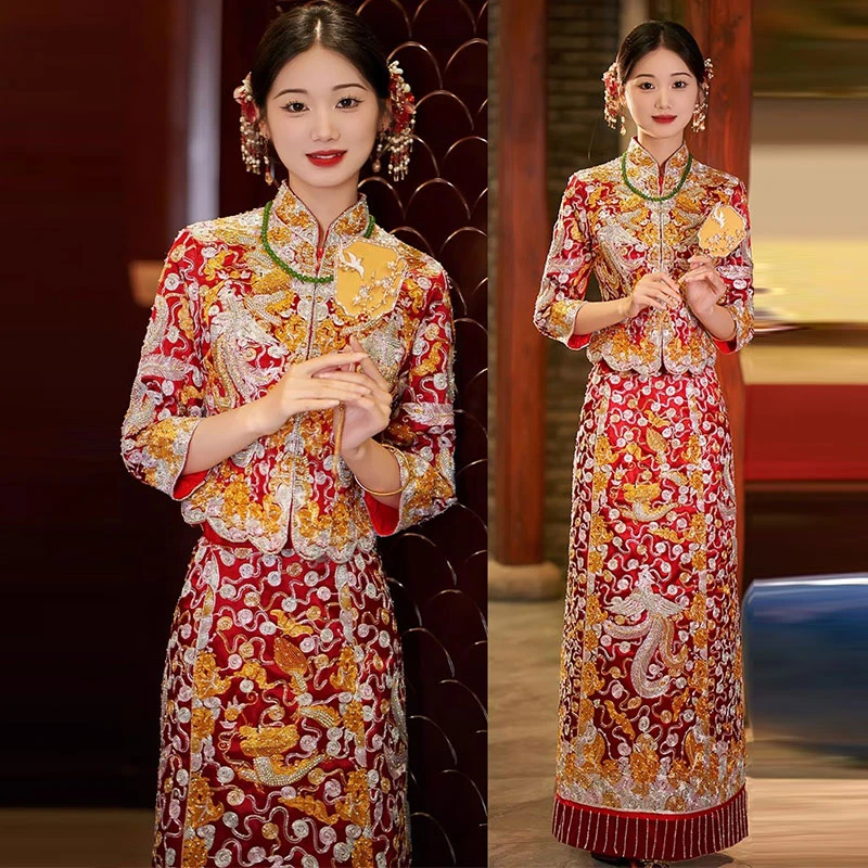 出阁礼服小五福龙凤褂敬酒服新中式2025新款嫁衣新娘中式秀禾服夏