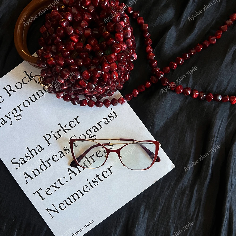 AYOBE小贤/人气选手  复古红色金属平光镜素颜神器穿搭单品加分项