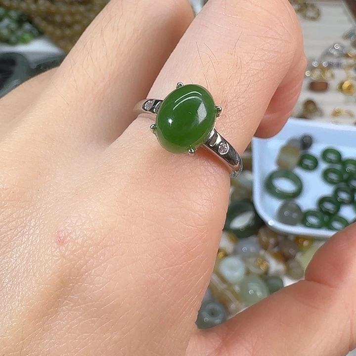 和田玉（碧玉）未镶嵌戒指7