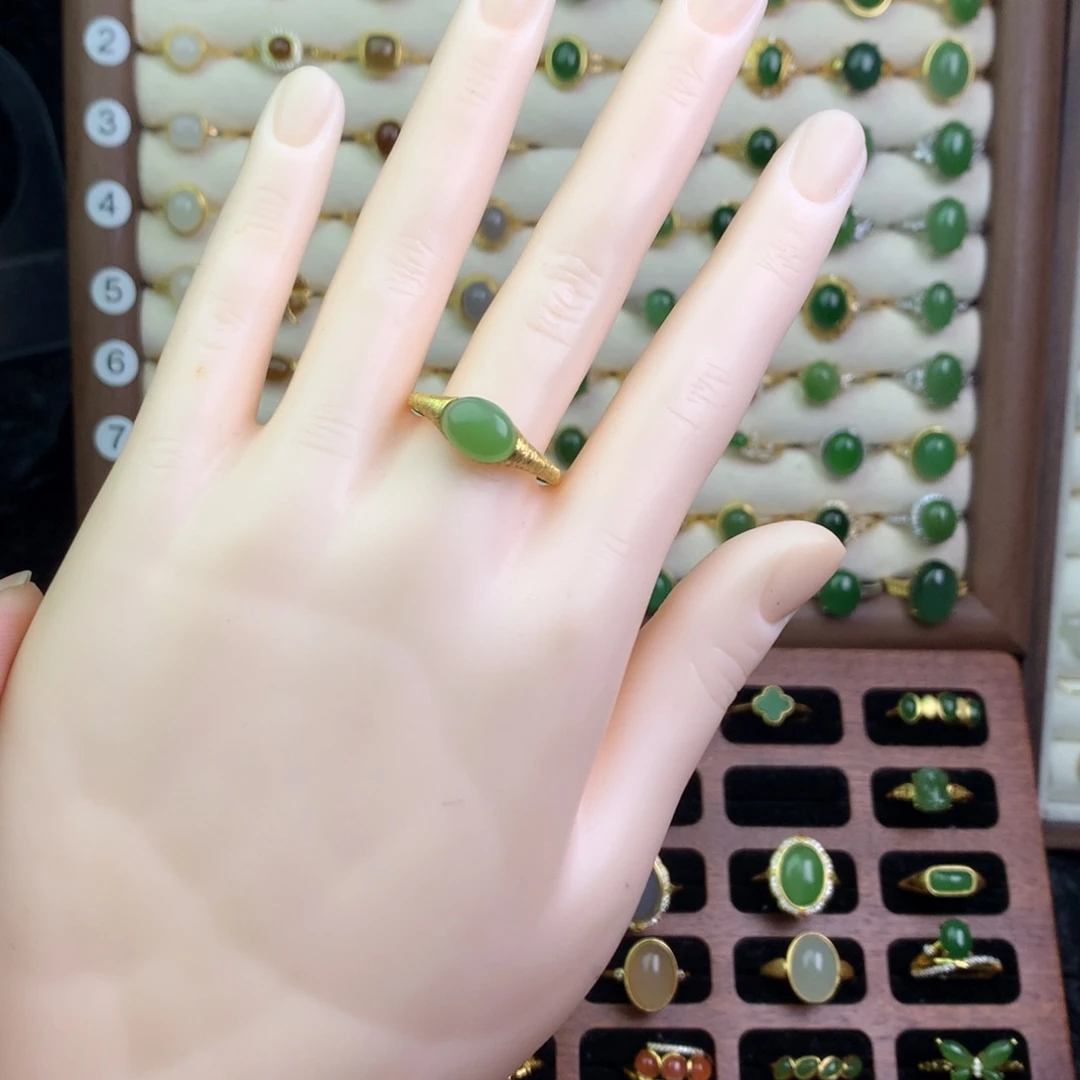 和田玉银S925镶嵌戒指