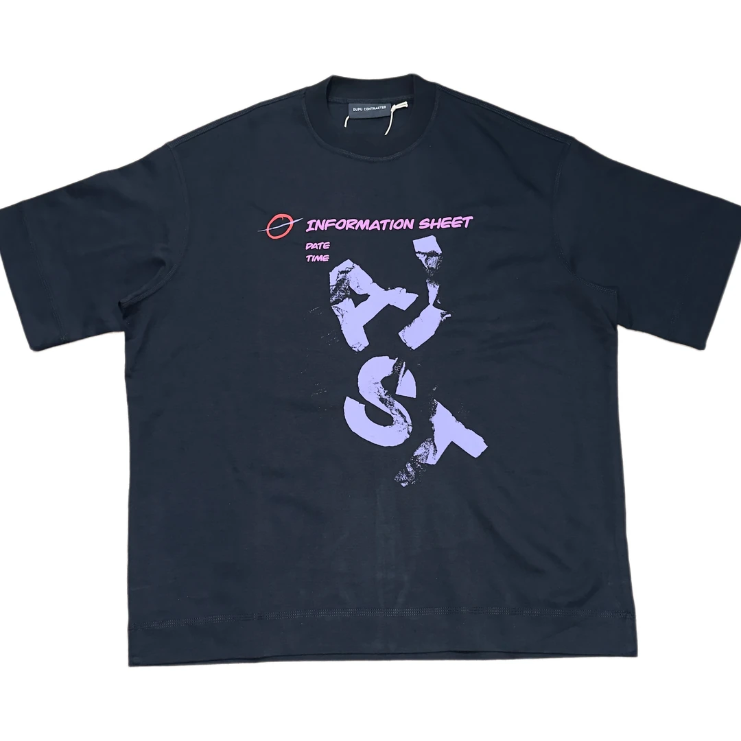 模糊字母小领口重磅宽松半袖T恤44177