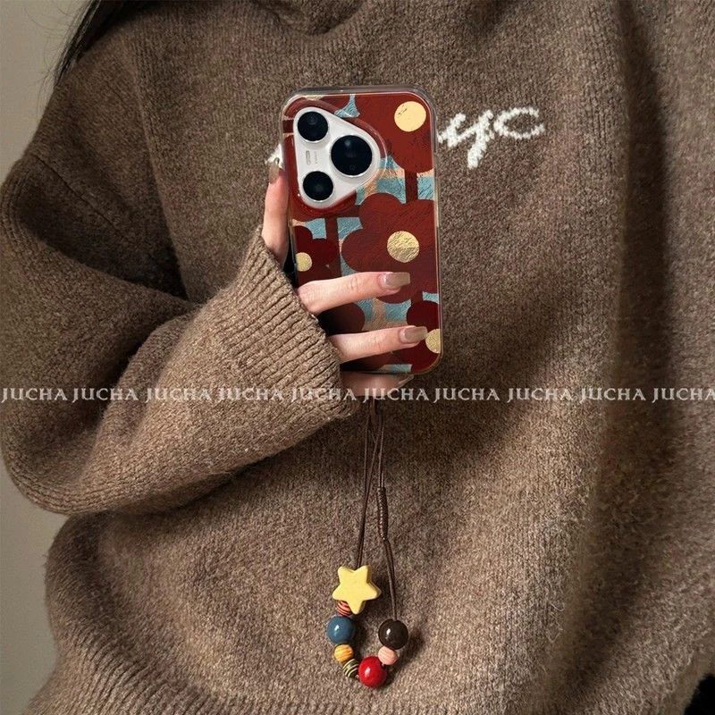 适用格纹清新花华为pura80pro手机壳ins风冷淡HUAWEIpura70女款60