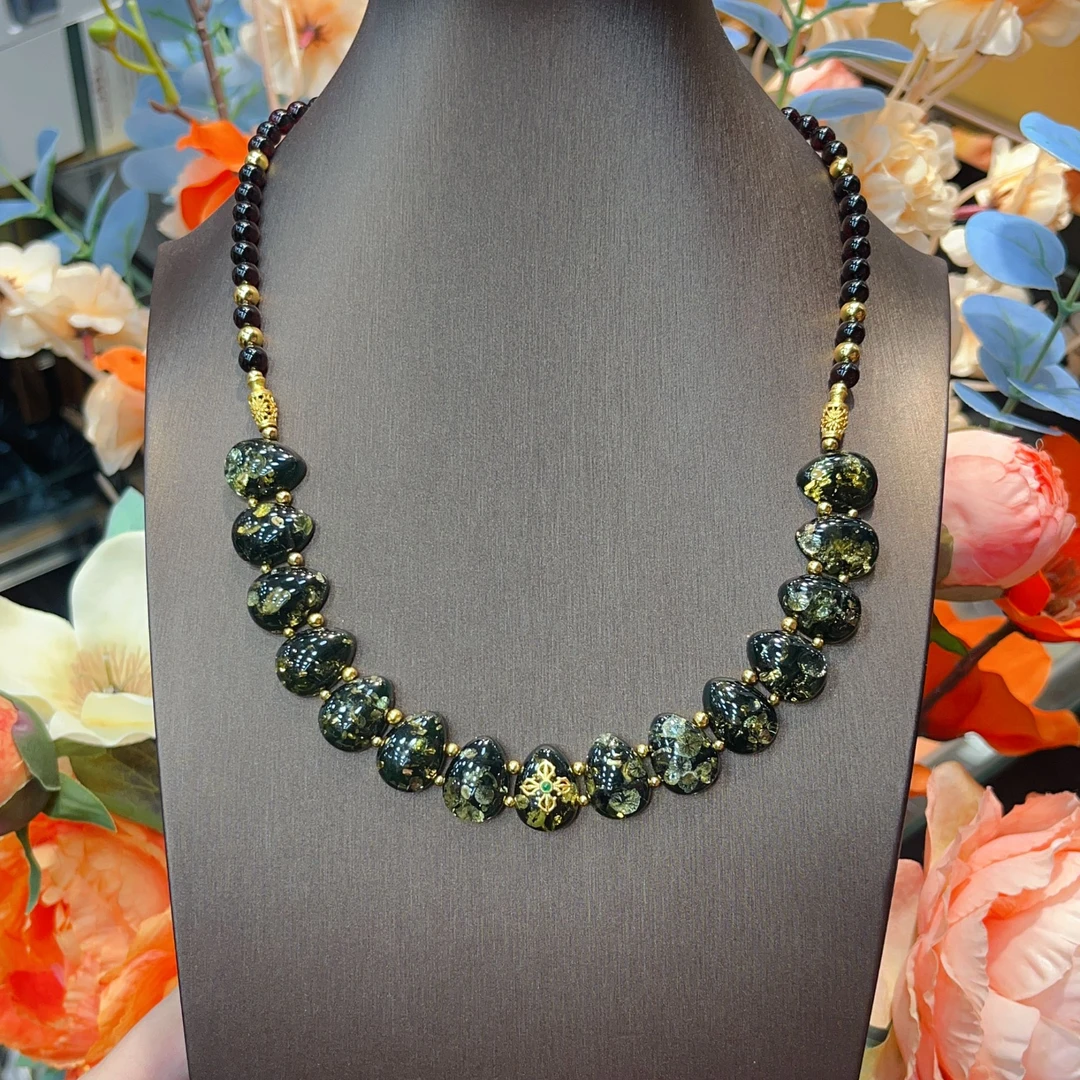 曼曼珠宝绿花珀项排