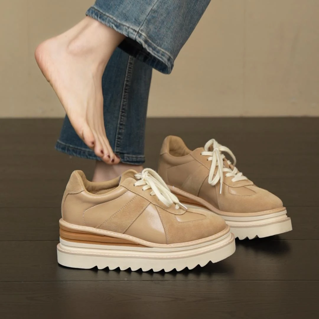 【cufk官方正品】·34-39/6cm坡跟厚底休闲百搭乐福鞋复古圆头拼色系