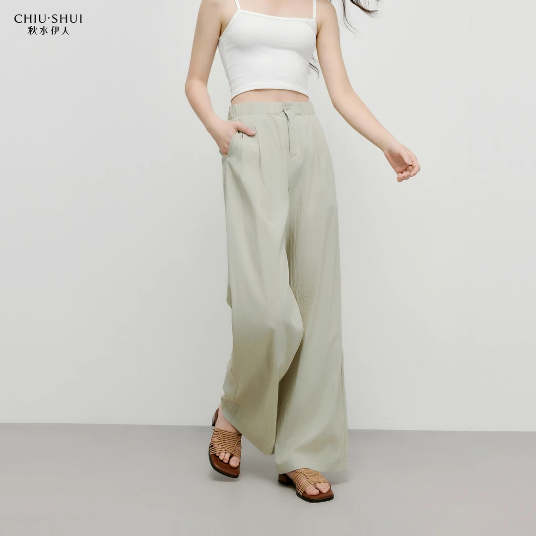 秋水伊人时尚裤子2025年夏季新款慵懒风直筒休闲裤625204M080572