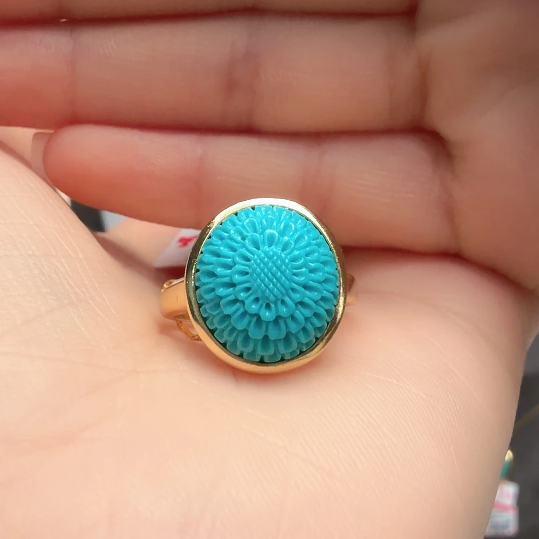 绿松石银S925镶嵌戒指