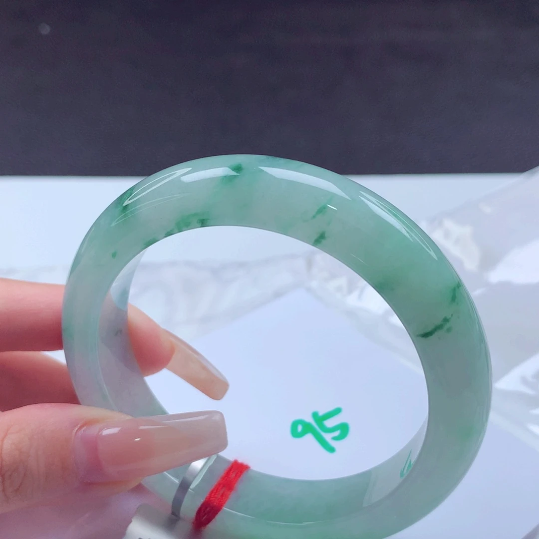 未镶嵌手镯翡翠天然缅甸翡翠A货手镯 95号宽版