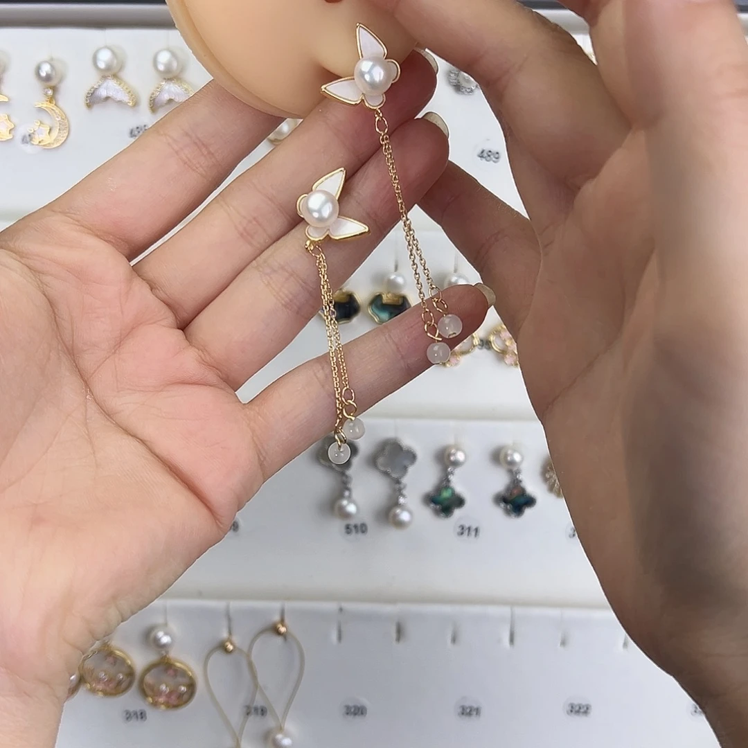 银S925镶嵌耳饰淡水珍珠