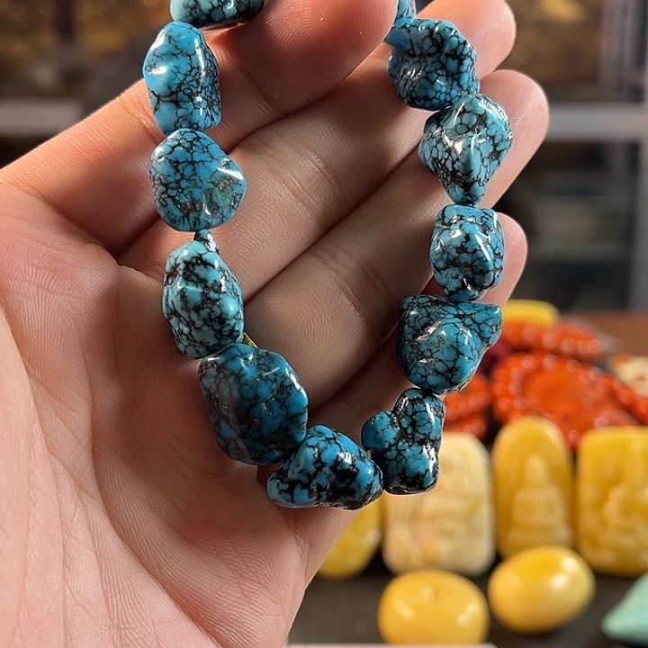 绿松石手链未镶嵌绿松随行乌兰花45.7g