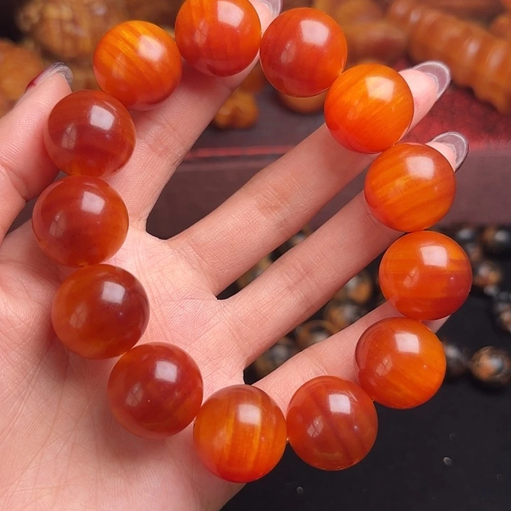 琥珀木2.0糖心冰种手串