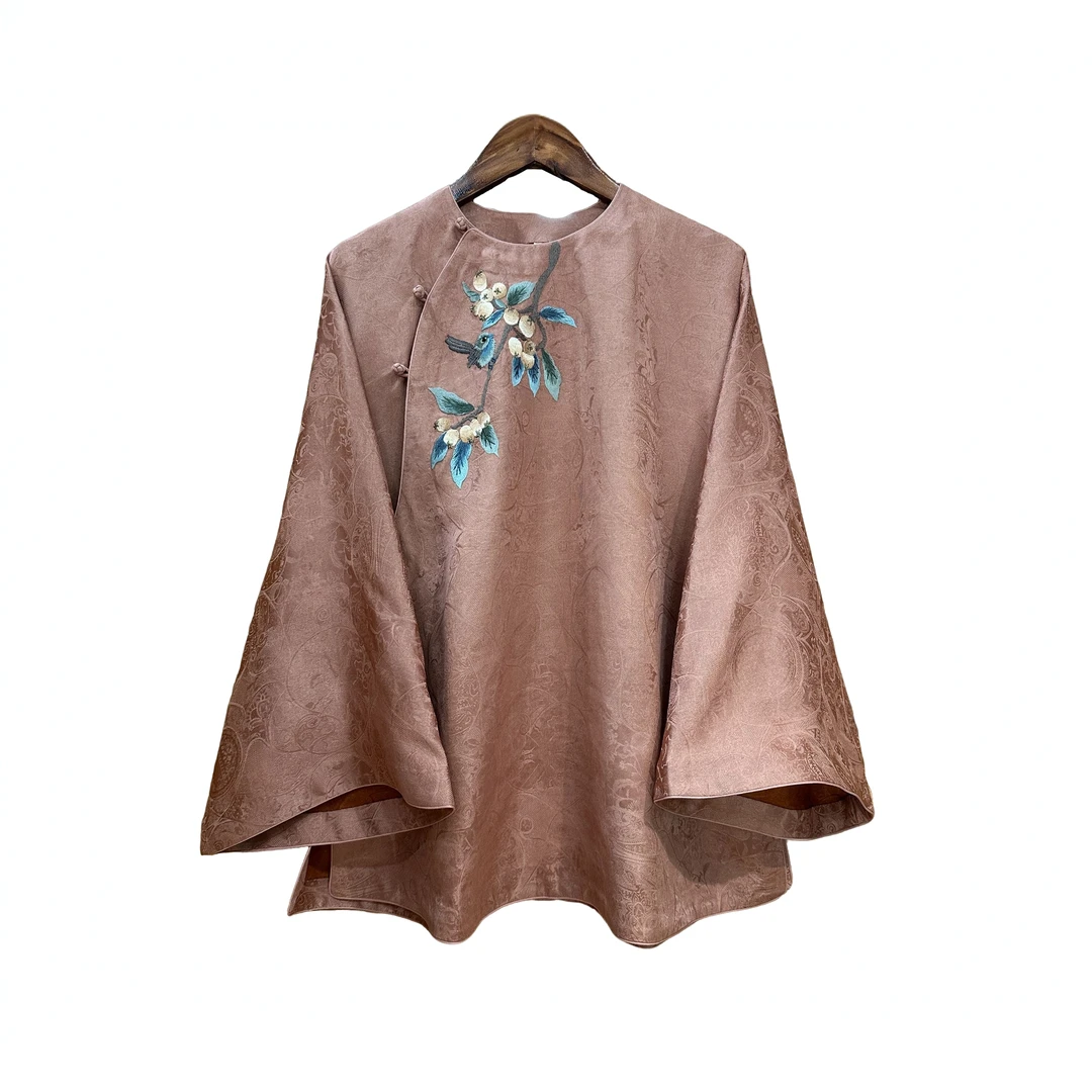 莺颂琵琶圆领斜襟上衣【FHX1301】