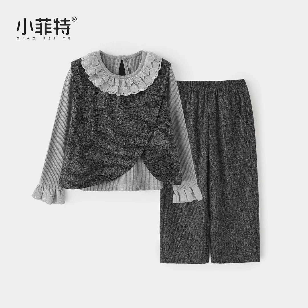 【马甲+针织衫+长裤】小菲特女童秋装打底衫三件套衣服BGTQ52941