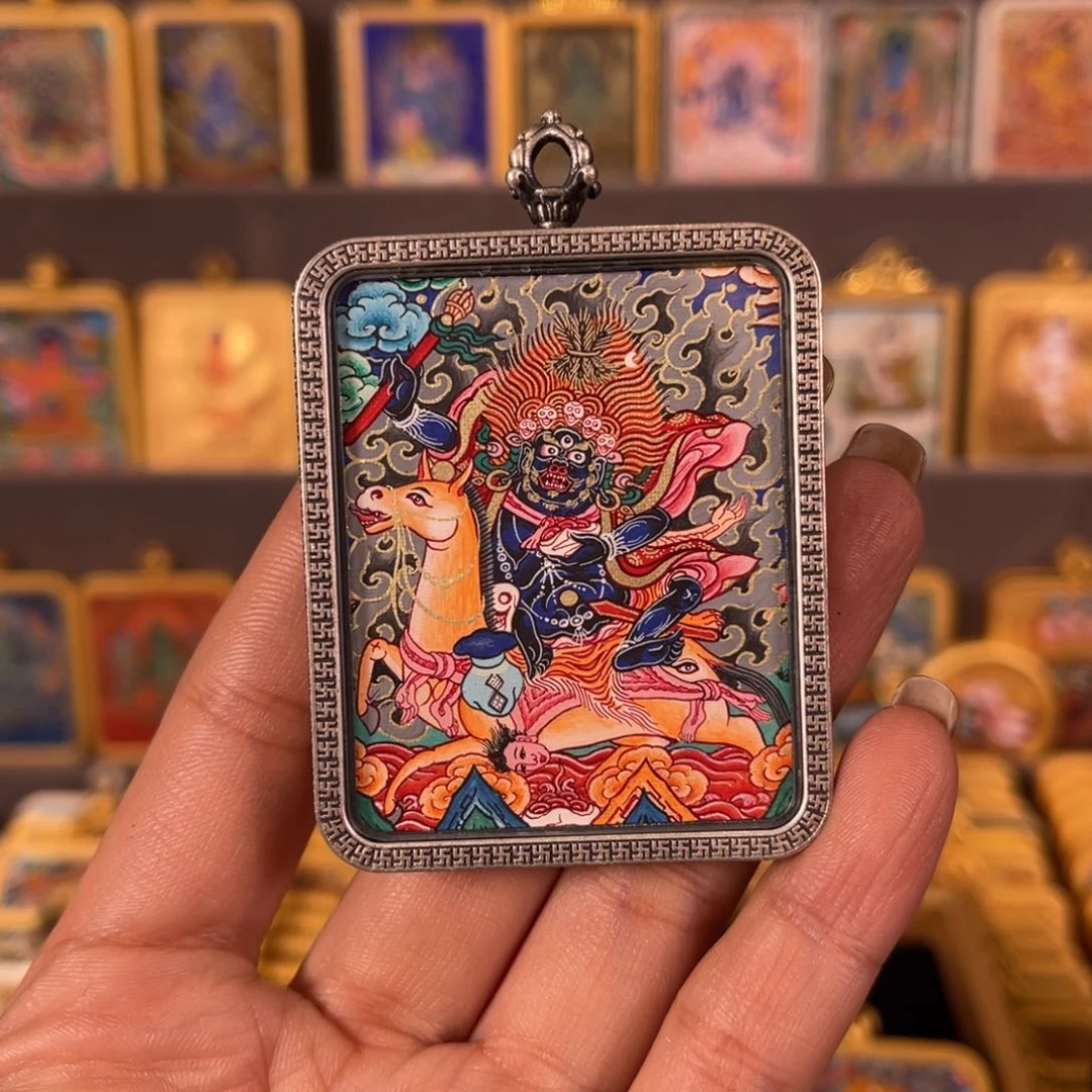 吊坠贝*呀吉祥天青海热贡唐卡