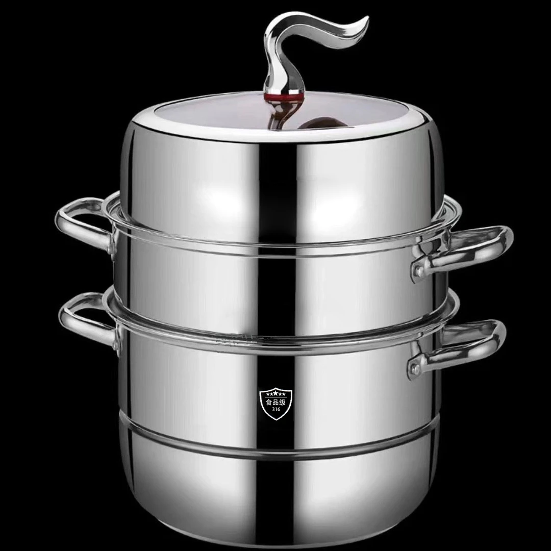 【马尾三层蒸锅28CM】不锈钢蒸锅多功能蒸馒头燃气灶电磁炉