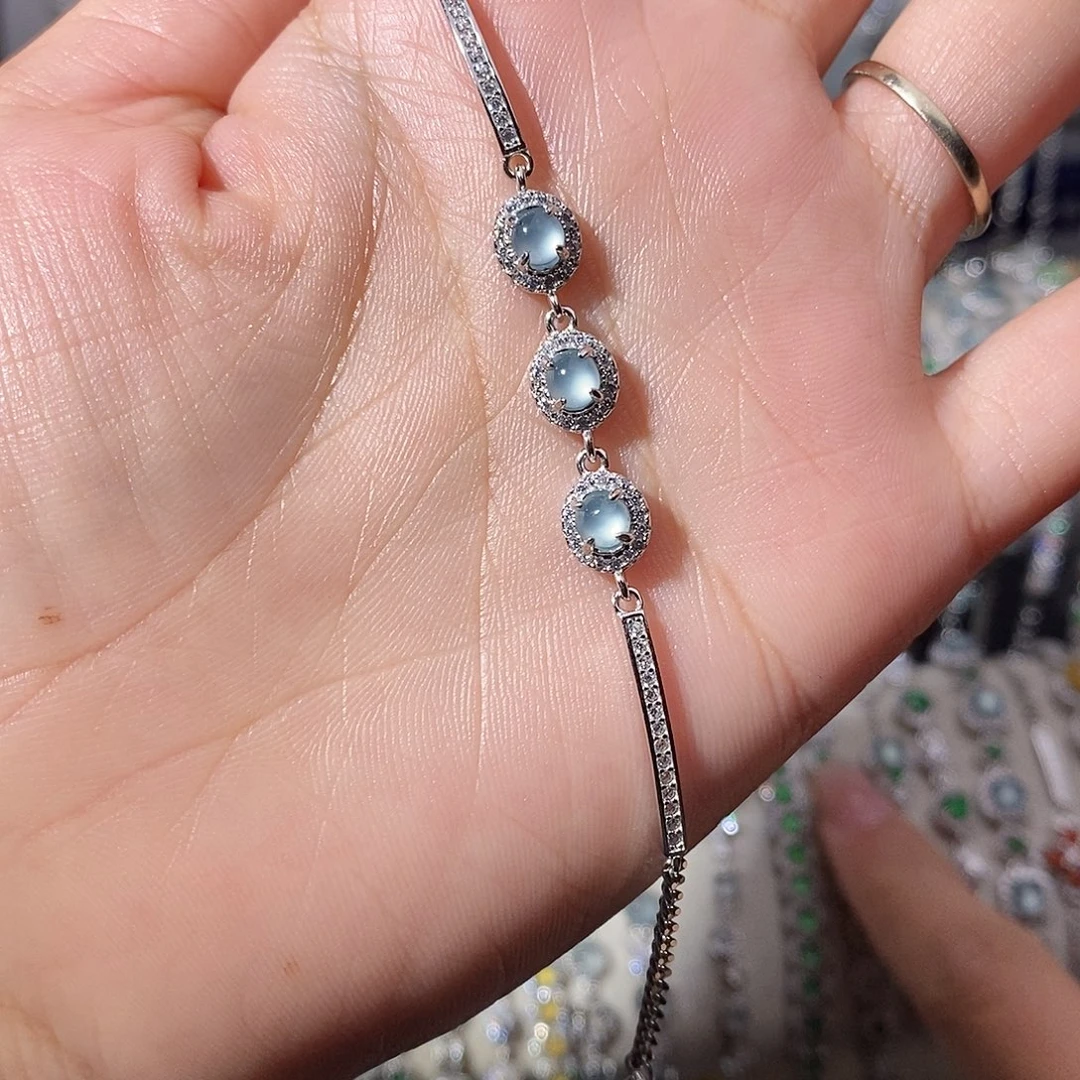 翡翠银S925镶嵌手链