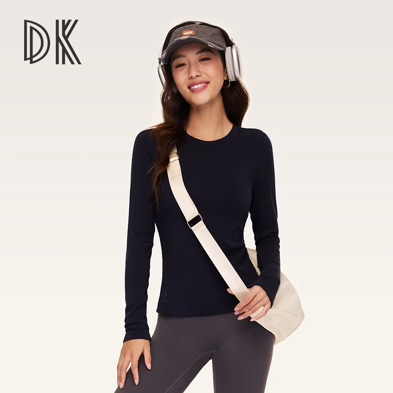 运动保暖长袖修身显瘦圆领正肩舒适百搭打底衫纯色内搭秋冬6269