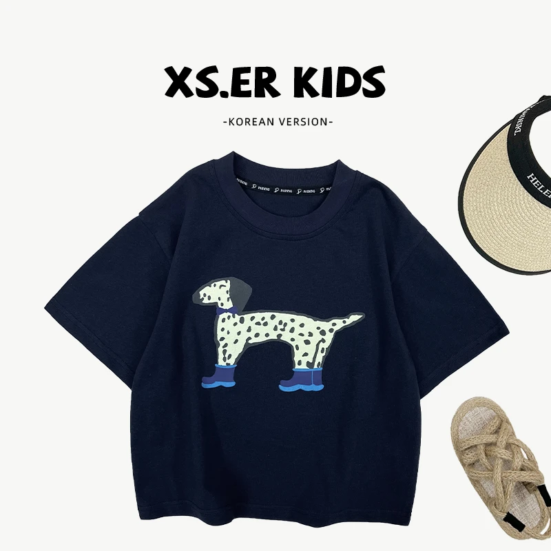 【小首尔】【斑点小狗】现货-夏儿童简约韩版可爱休闲短袖T恤HBB7327