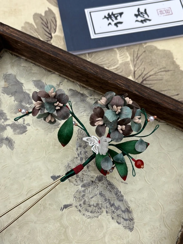 清旖 原创手作 非遗绒花 绣球发簪 古风汉服旗袍发饰