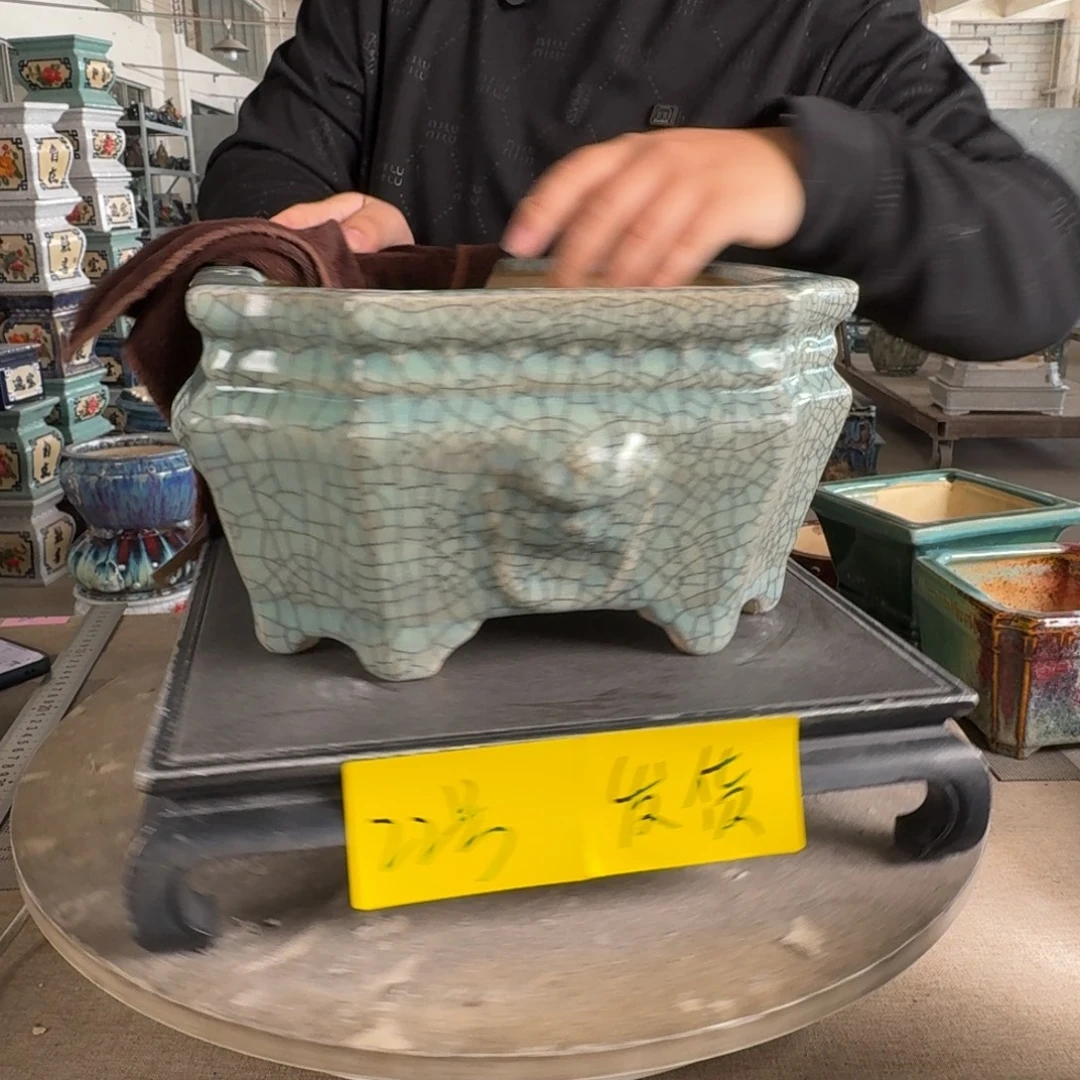 。一风堂石湾花盆 釉色瑕疵 内21*11