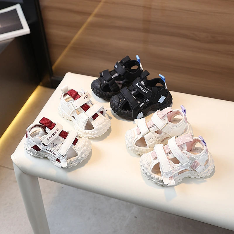 夏季镂空韩版透气女魔术贴学步鞋凉鞋网面童包鞋子