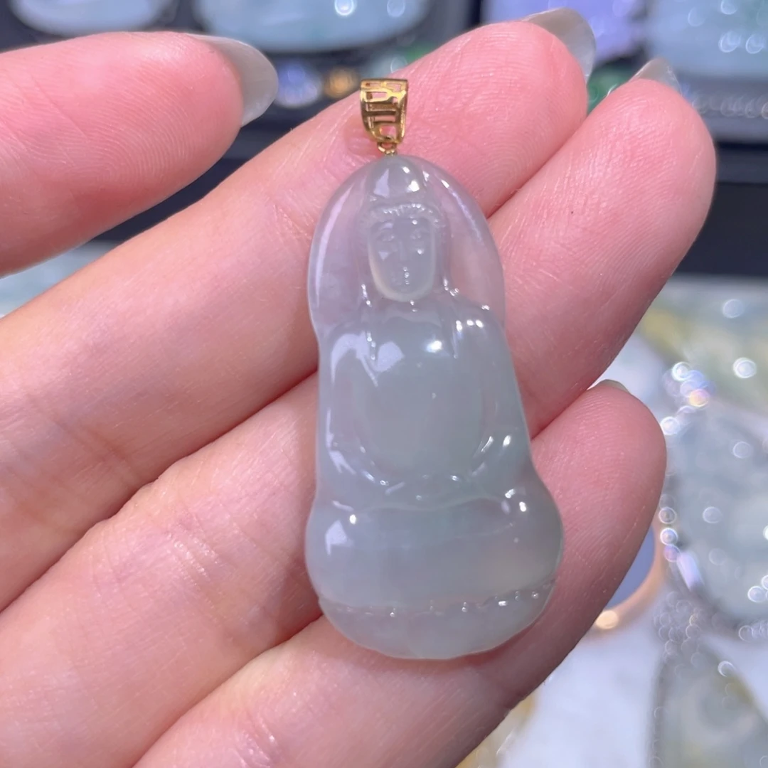 颈饰18K金镶嵌翡翠翡翠