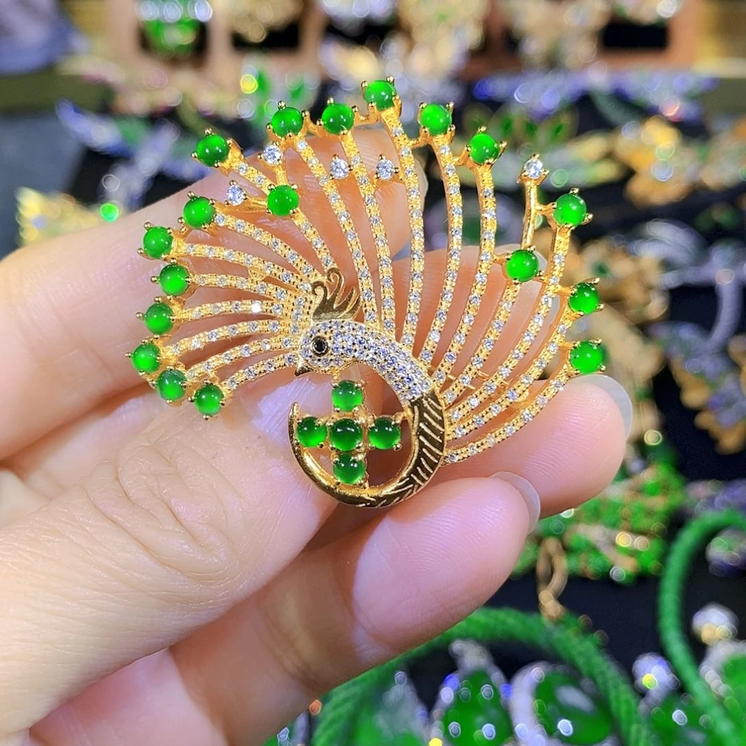 吊坠(不含链)银S925镶嵌翡翠