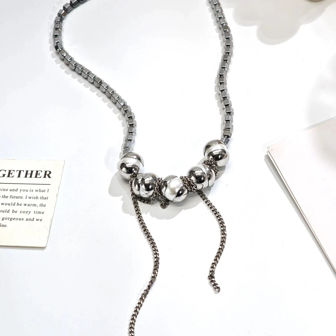 铜合金项链 05989冷淡风气质开皮豌豆流苏个性项链