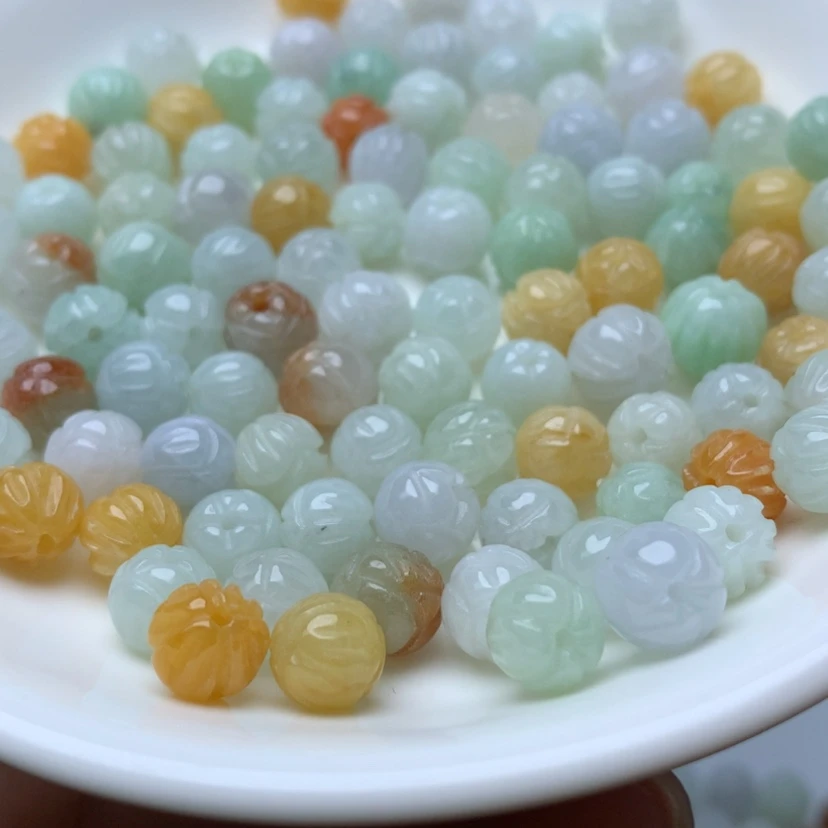 【闪购商品】未镶嵌手链翡翠卡7冰三彩莲花珠26个