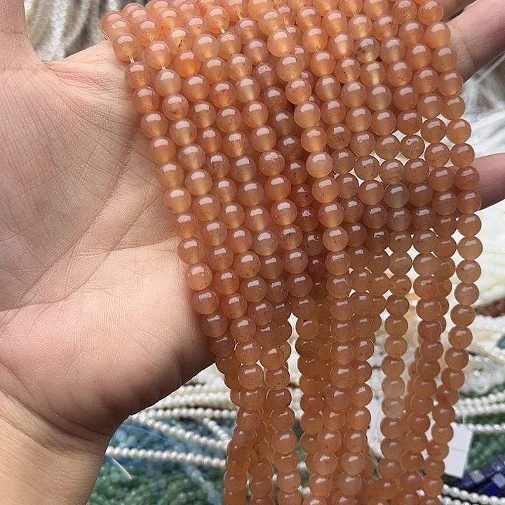 玛瑙/玉髓未镶嵌珠宝半成品2条6mm左右藕粉色和田玉