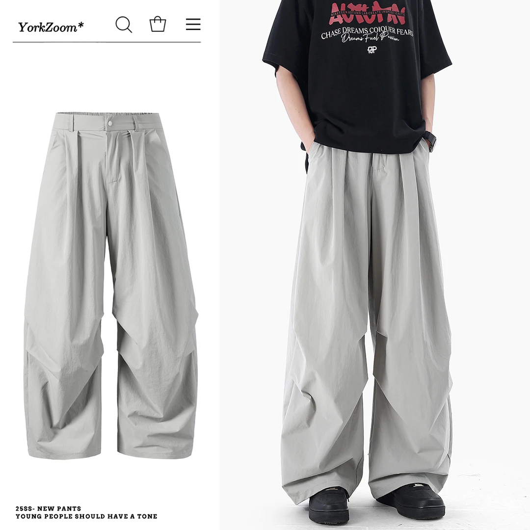 York Zoom美式弯刀廓形伞兵裤速干运动休闲裤宽松工装垂感直筒