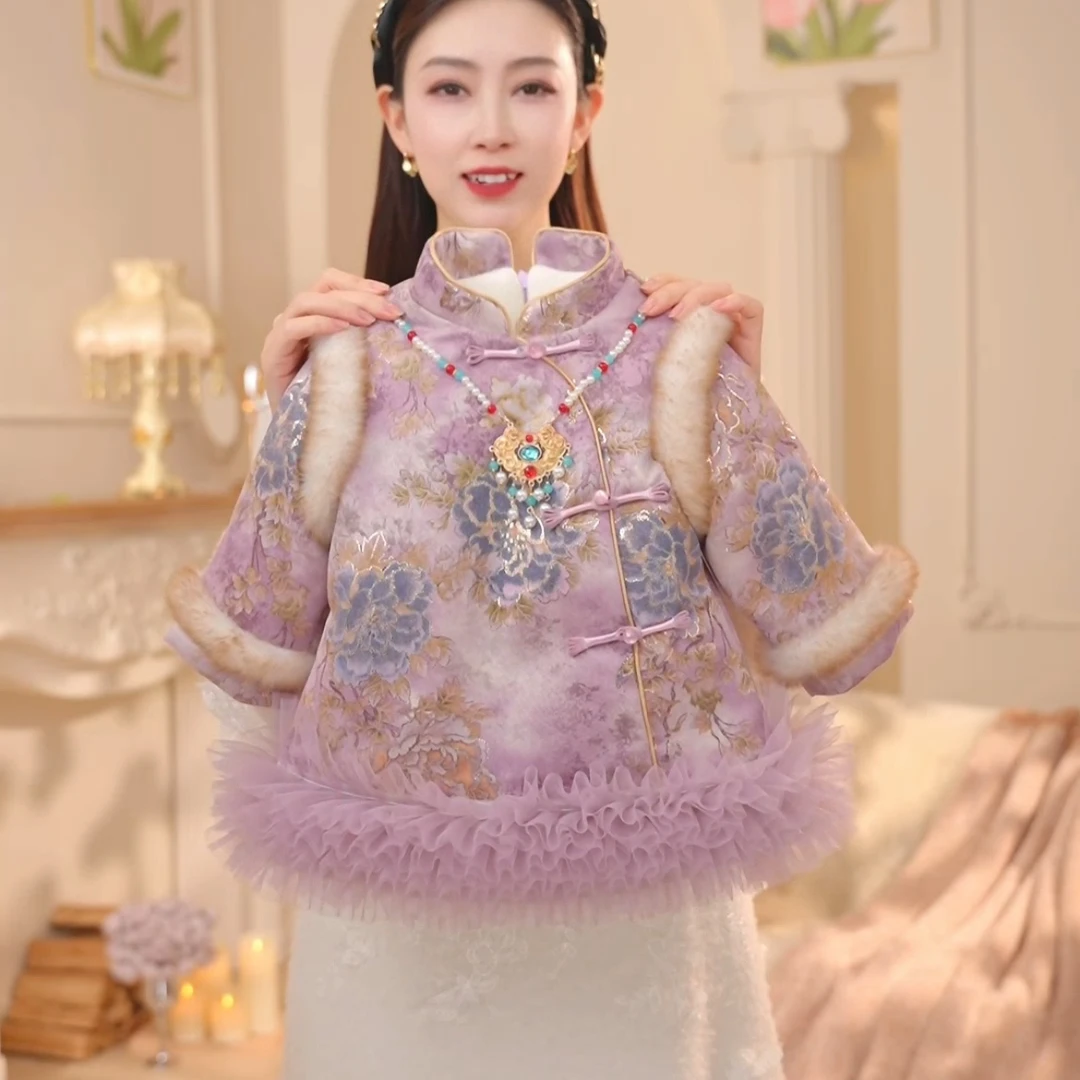 儿童装女童宝宝国风盘扣加绒加厚女孩新中式公主拜年裙服24159