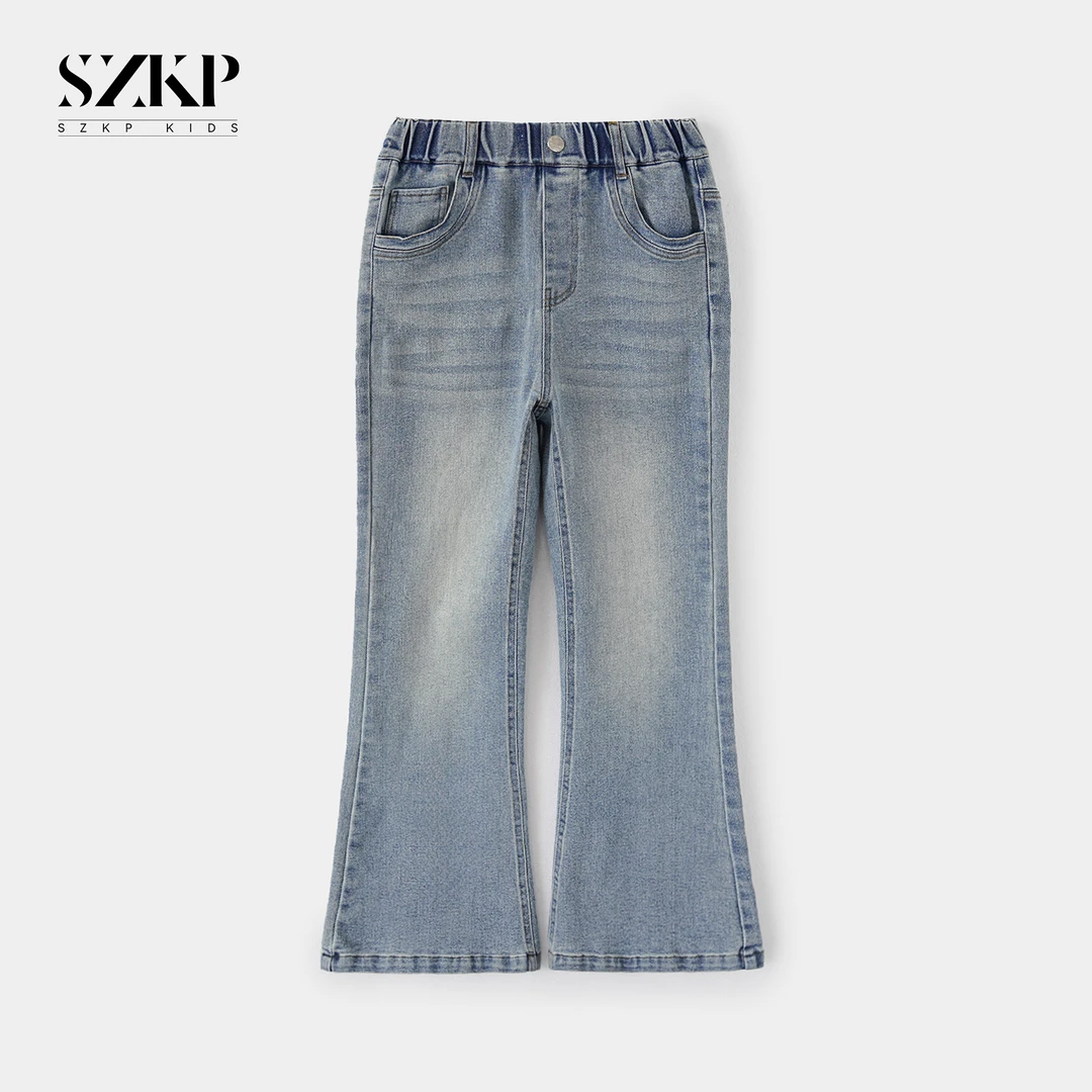 SZKP女童秋装新款时尚牛仔裤中大童时尚微喇裤儿童裤子JMKQ552427